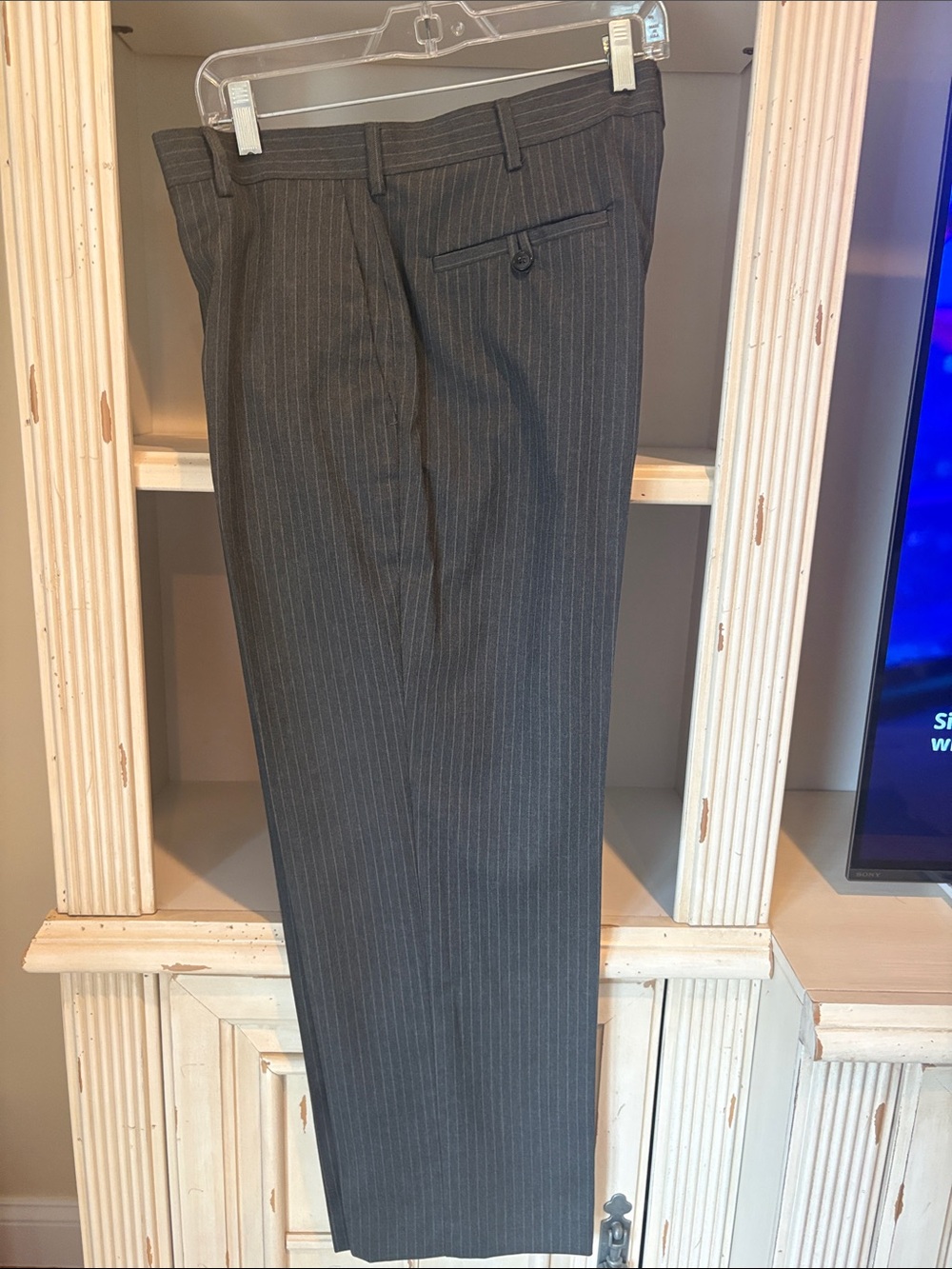 Perry Ellis Men's Charcoal Pinstripe Dress Pants